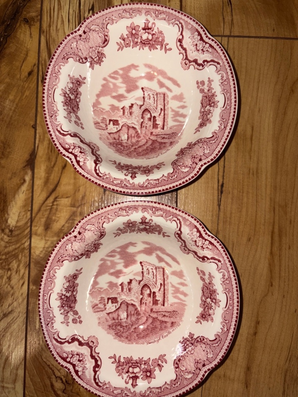 Johnson Bros. Old Britain Castles Earthenware Bowls Red Pink set of 2